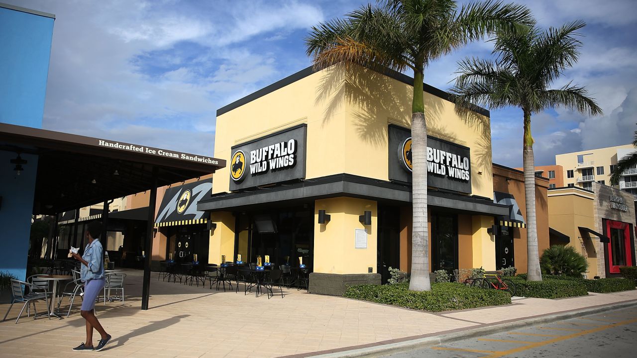 A Buffalo Wild Wings restaurant is seen on November 28, 2017 in Miami.