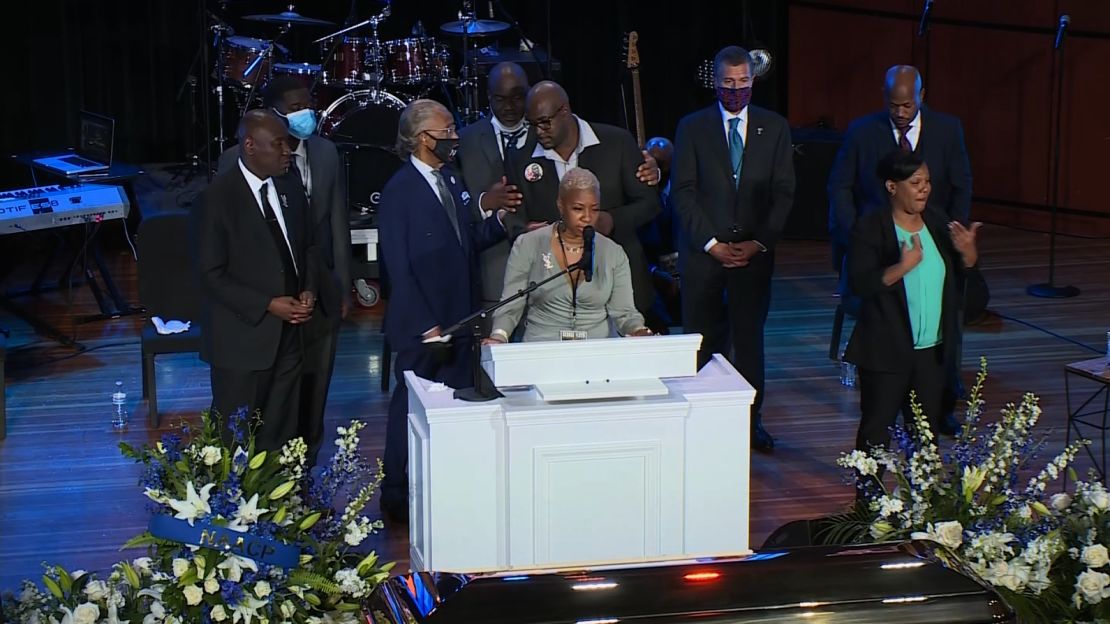 Floyd's cousin Shareeduh Tate along with Floyd's brothers and a newpher spoke about him during Thursday's memorial. 