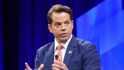 (L-R) Anthony Scaramucci, Founder of SkyBridge Capital and Vanity Fair correspondent Gabriel Sherman speak onstage during 'The Impeachment Will Be Televised' at Vanity Fair's 6th Annual New Establishment Summit at Wallis Annenberg Center for the Performing Arts on October 22, 2019 in Beverly Hills, California. (Photo by Matt Winkelmeyer/Getty Images for Vanity Fair)