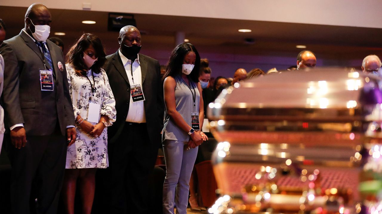 Family members of George Floyd attend a memorial service for George Floyd following his death in Minneapolis police custody, in Minneapolis, Minnesota, U.S., June 4, 2020. REUTERS/Lucas Jackson