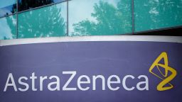 (200518) -- LUTON, May 18, 2020 (Xinhua) -- Photo taken on May 18, 2020 shows a logo in front of AstraZeneca's building in Luton, Britain. The Oxford University has confirmed a global licensing agreement with AstraZeneca, which will make 30 million vaccine doses available to Britain by September if the trials are successful, as part of an agreement for 100 million doses in total, said British Secretary of State for Business, Energy and Industrial Strategy Alok Sharma. (Photo by Tim Ireland/Xinhua) (Photo by Xinhua/Sipa USA)