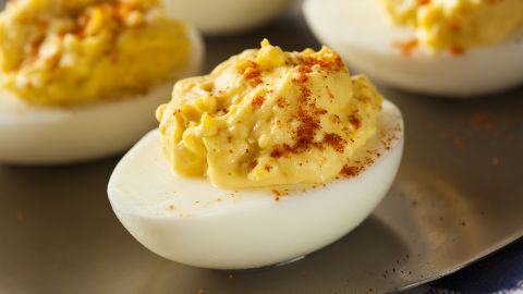 <strong>Deviled eggs</strong>: An addictive appetizer that removes (then replaces) and flavors the yolk with mayonnaise and cayenne pepper.