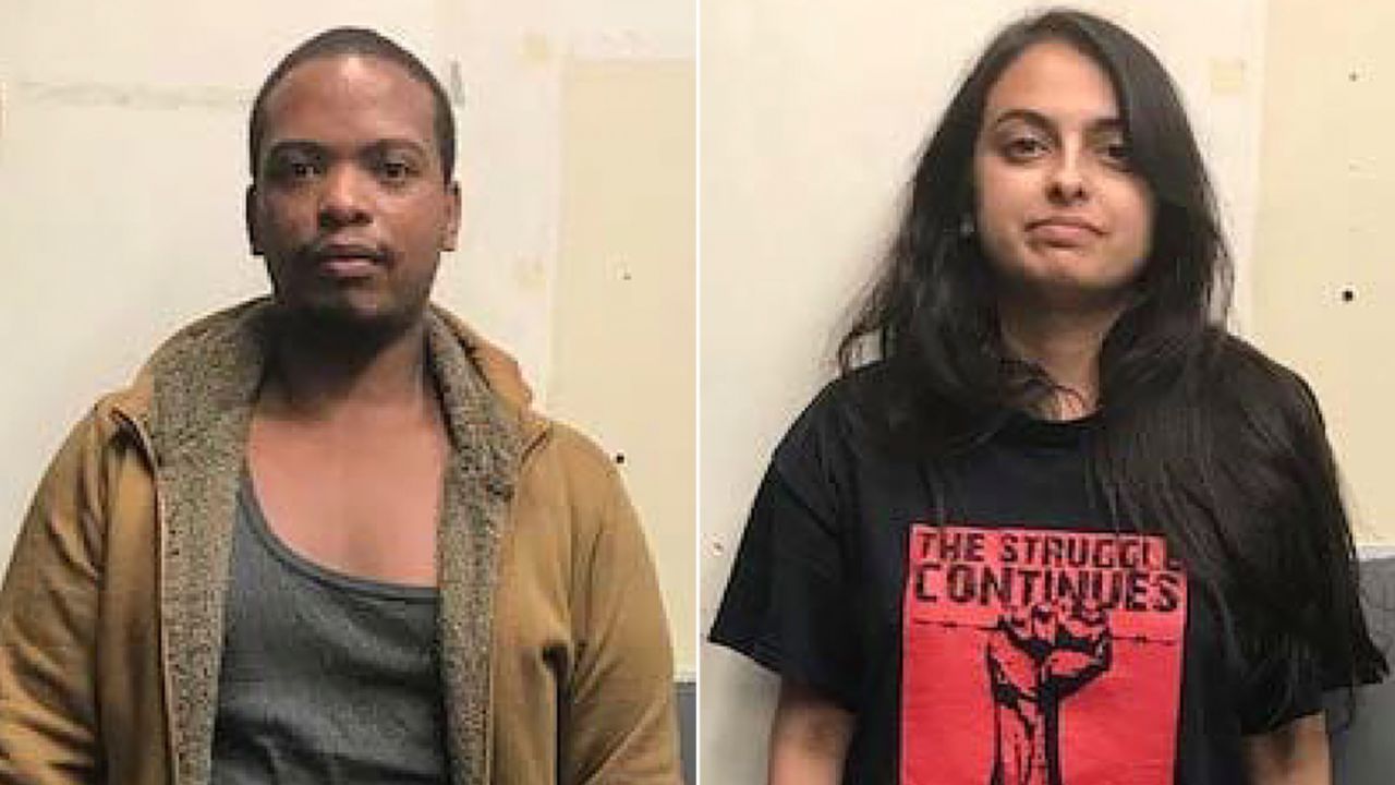 Brooklyn attorneys Colinford Mattis, left, and Urooj Rahman, were charged in a Molotov cocktail attack on a New York Police Department vehicle during police brutality protests in the city.