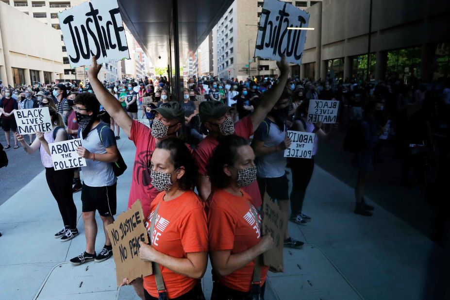 Demonstrators gather in St. Paul, Minnesota, on June 5.