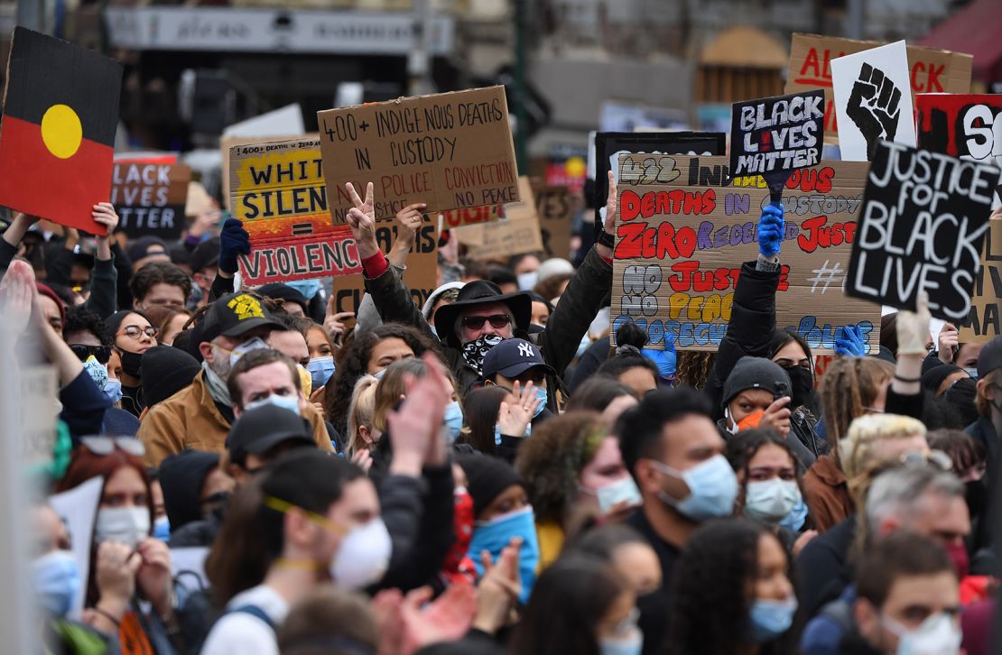 Protesters in Melbourne, Australia.