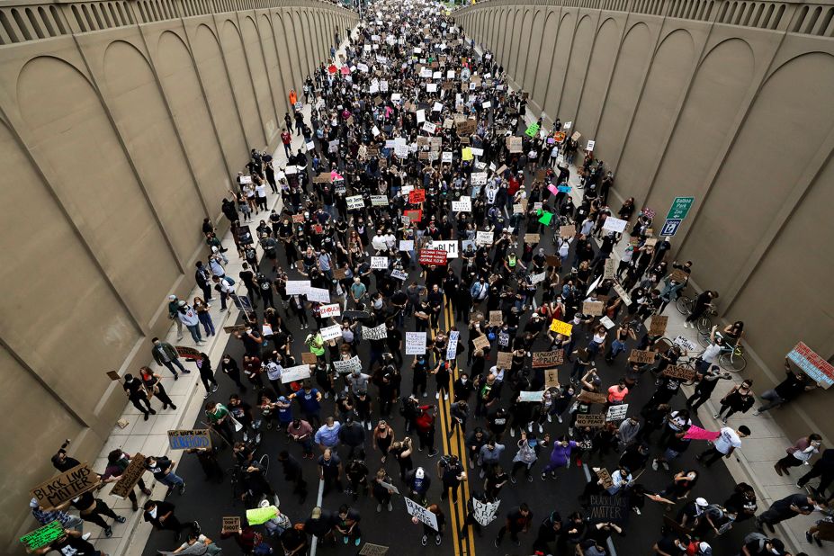 Protesters march in San Diego on June 4.