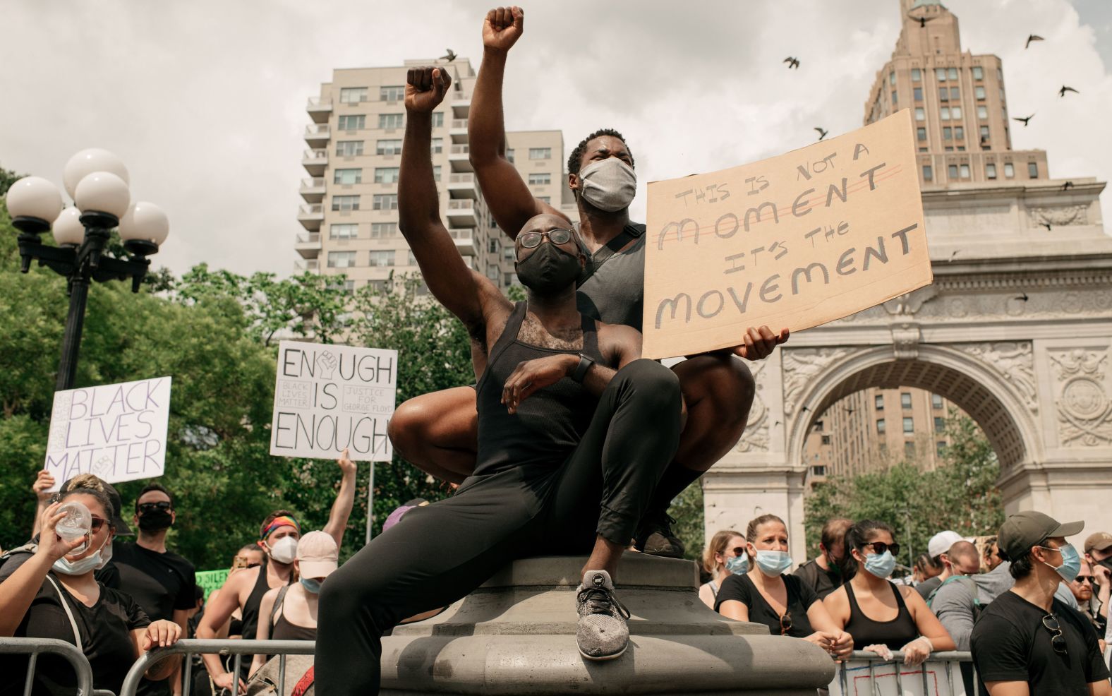 People in New York City attend a rally June 6 at Washington Square Park.