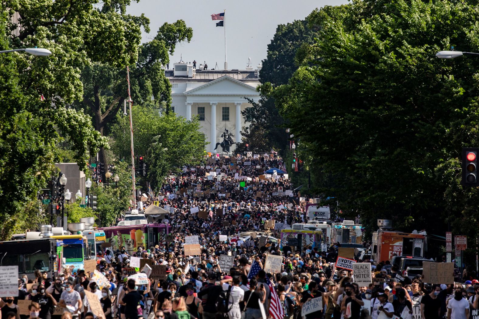 Protesters stretch more than five blocks during a demonstration near the White House on June 6.