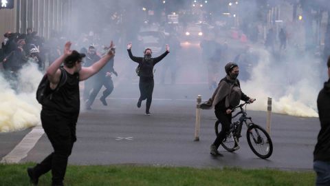 Police in Portland used tear gas and flash bangs on May 30 to disperse protesters.