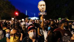 Demonstrators protest Saturday, June 6, near the White House in Washington, over the death of George Floyd, a black man who was in police custody in Minneapolis. 