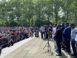 Terrance Floyd, George Floyd's brother speaking and addressing the crowd at the same service.