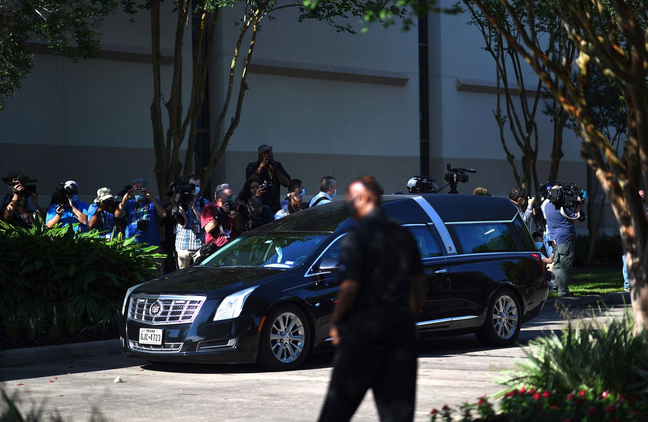 A hearse carries Floyd's casket on Monday.