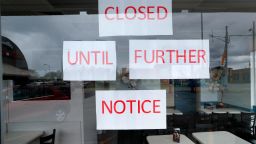 Vasi's Cafe is shown closed in St. Clair Shores, Mich., Friday, May 8, 2020. Many restaurants have closed due to the coronavirus pandemic. (AP Photo/Paul Sancya)