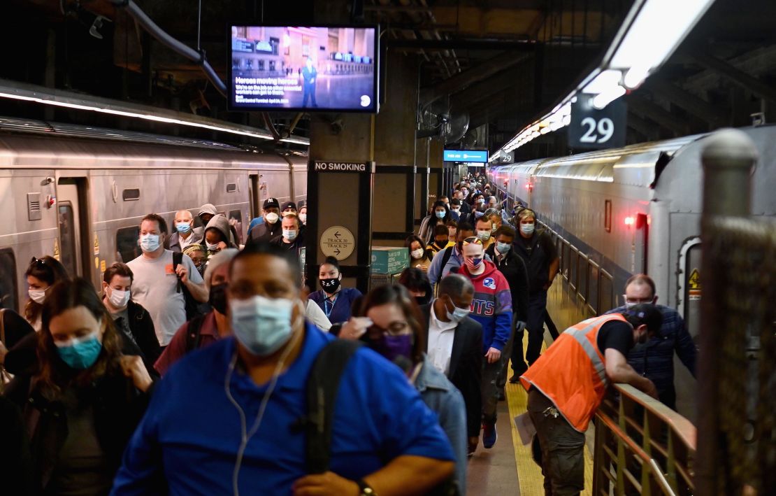 Commuters arrive at New York City's Grand Central Station on Monday.
