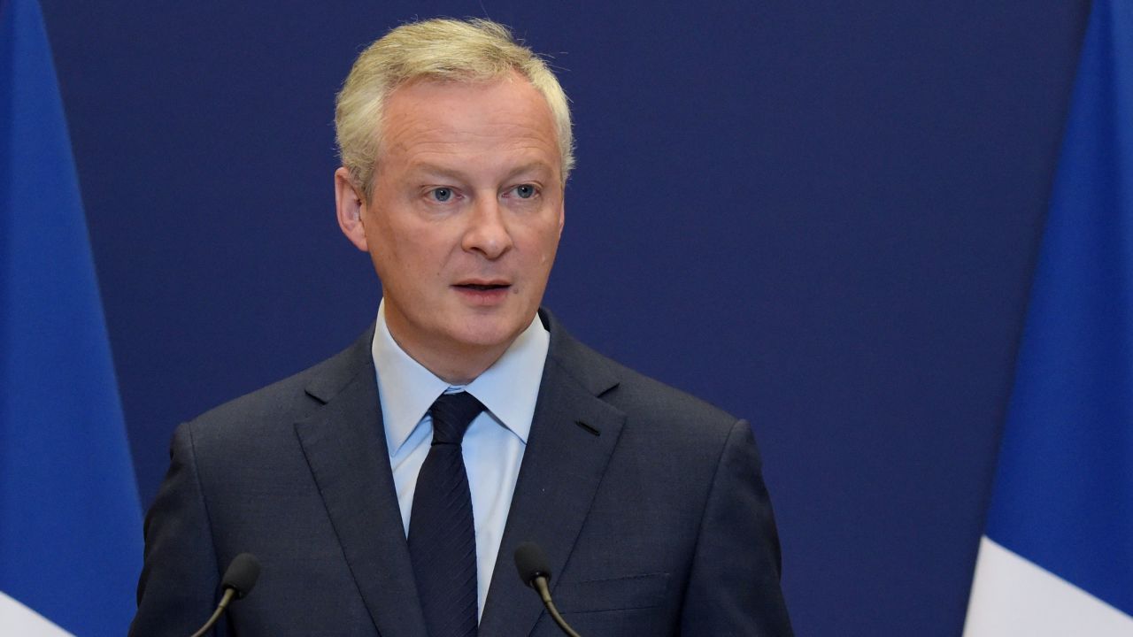 French Economy Minister Bruno Le Maire announces the aviation rescue package on Tuesday.