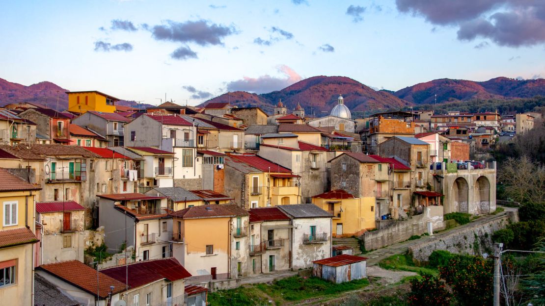 The town sits between two seas in the toe of Italy's boot. 