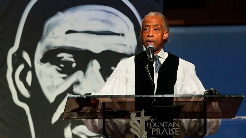 The Rev. Al Sharpton speaks during the funeral for George Floyd on June 9, 2020, at The Fountain of Praise church in Houston. - George Floyd will be laid to rest Tuesday in his Houston hometown, the culmination of a long farewell to the 46-year-old African American whose death in custody ignited global protests against police brutality and racism. Thousands of well-wishers filed past Floyd's coffin in a public viewing a day earlier, as a court set bail at $1 million for the white officer charged with his murder last month in Minneapolis. (Photo by Godofredo A. VASQUEZ / POOL / AFP) (Photo by GODOFREDO A. VASQUEZ/POOL/AFP via Getty Images)