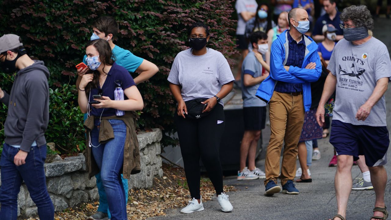 ATLANTA, GA - JUNE 09: People wait in line to vote in Georgia's Primary Election on June 9, 2020 in Atlanta, Georgia. Georgia, West Virginia, South Carolina, North Dakota, and Nevada are holding primaries amid the coroanvirus pandemic (Photo by  Elijah Nouvelage/Getty Images)