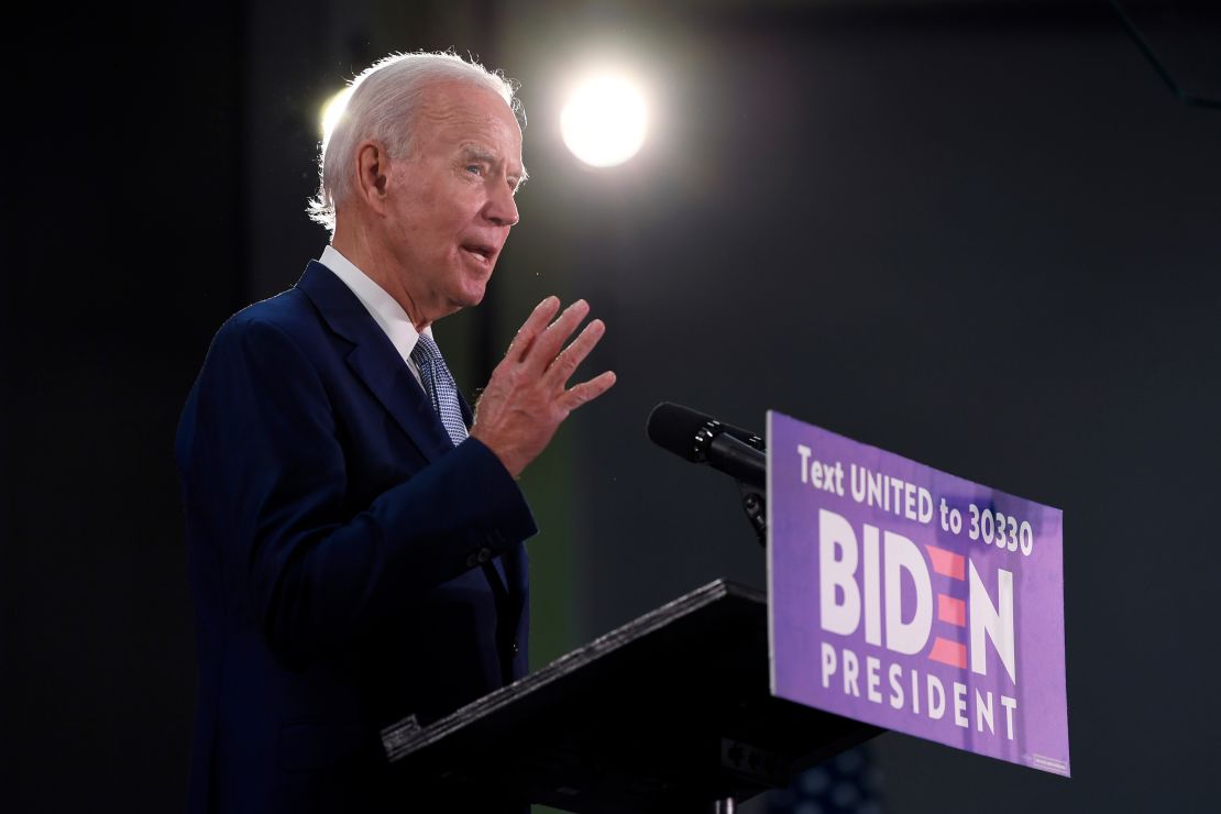 Democratic presidential candidate, former Vice President Joe Biden speaks about the economy during an event in Dover, Del., Friday, June 5, 2020. 