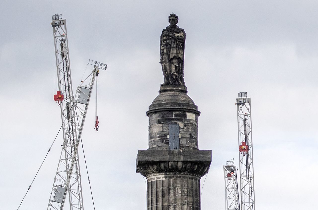 The statue of Henry Dundas, 1st Viscount Melville, stands on top of a 150-foot column in St Andrews Square, Edinburgh.  