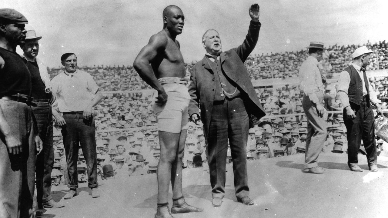 Johnson before his successful title defense against ''The Great White Hope'' Jeffries.