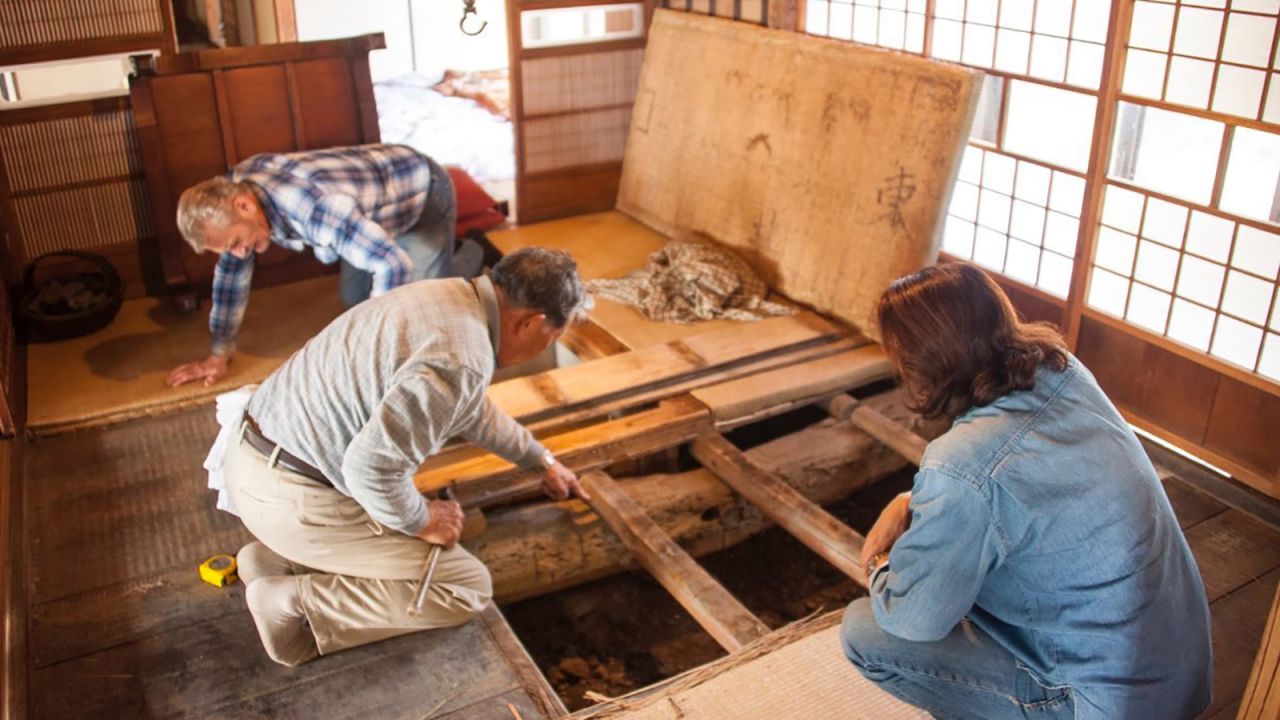 <strong>Pulling up the floors:</strong> A peek at some of the traditional craftsmanship that went into the old home.