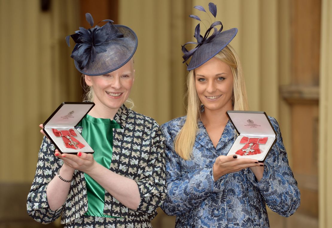 Gallagher and Evans were awarded MBEs for services to Sport for People with a Visual Impairment at a ceremony at Buckingham Palace in October 2014