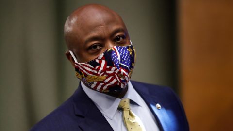 Sen. Tim Scott, a Republican from South Carolina, arrives for a committee hearing in May on new tests to diagnose Covid-19 in Washington.