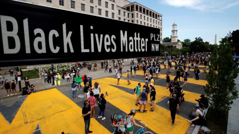 Black Lives Matter Plaza is seen near St. John's Episcopal Church in Washington.