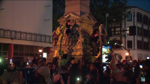 Protesters in Portsmouth, Virginia partially removed a Confederate monument and in the process, a man suffered serious injuries.