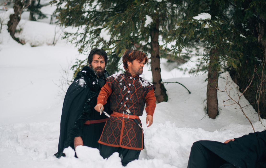 Actor Tariq Mir performs in a Game of Thrones tribute video filmed in the ski resort of Gulmarg, Jammu and Kashmir, Feb. 2018. 