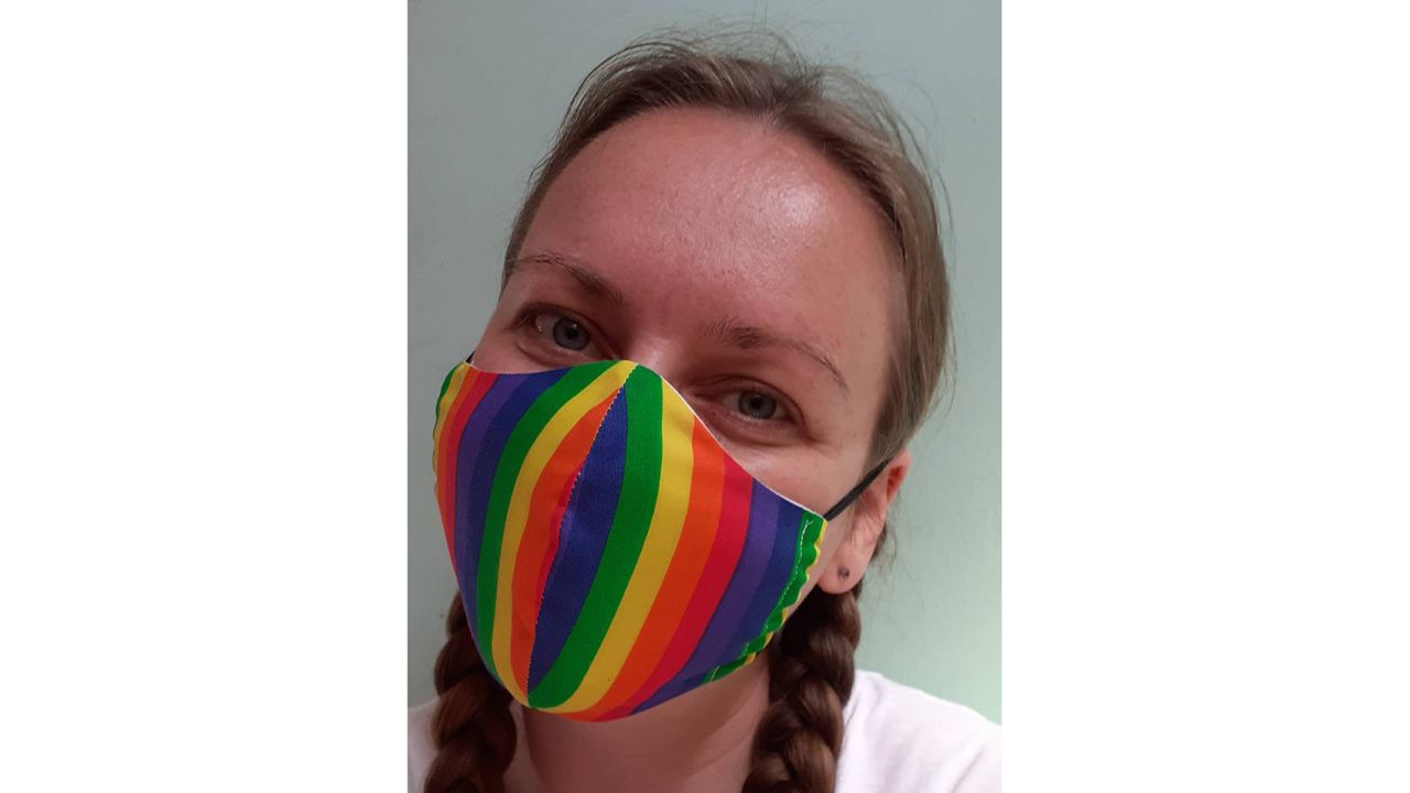 Charity Mask Triple Layer Cotton Homemade Rainbow Design