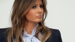 US First Lady Melania Trump attends the Federal Partners in Bullying Prevention (FPBP) Cyberbullying Prevention Summit at the US Health Resources and Services Administration building in Rockville, Maryland, August 20, 2018, as part of her "Be Best" campaign.
