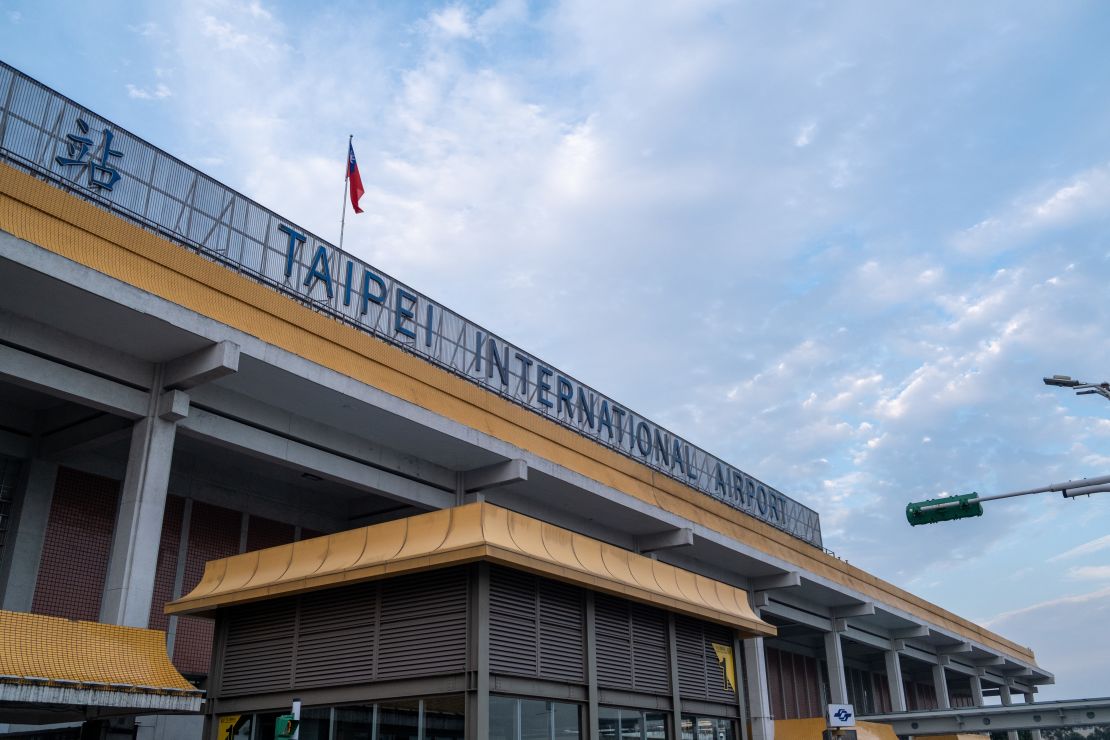 A view of Taipei's Songshan International Airport logo in January.