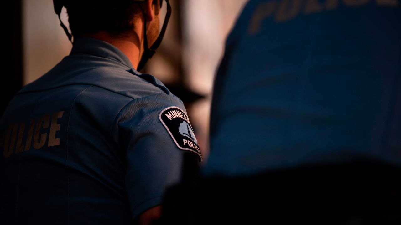 MINNEAPOLIS, MN - JUNE 11: Members of the Minneapolis Police Department monitor a protest on June 11, 2020 in Minneapolis, Minnesota. The MPD has been under scrutiny from residents and local city officials after the death of George Floyd in police custody on May 25. (Photo by Stephen Maturen/Getty Images)