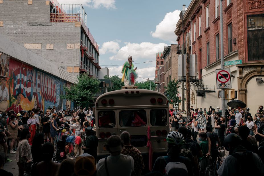 Paperboy Prince, a congressional candidate for New York's 7th District, leads a march in Brooklyn on June 12.