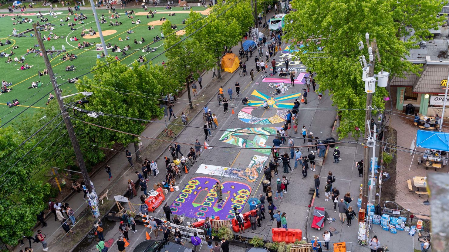 The Black Lives Matter street mural is on East Pine Street in the Capitol Hill neighborhood. 