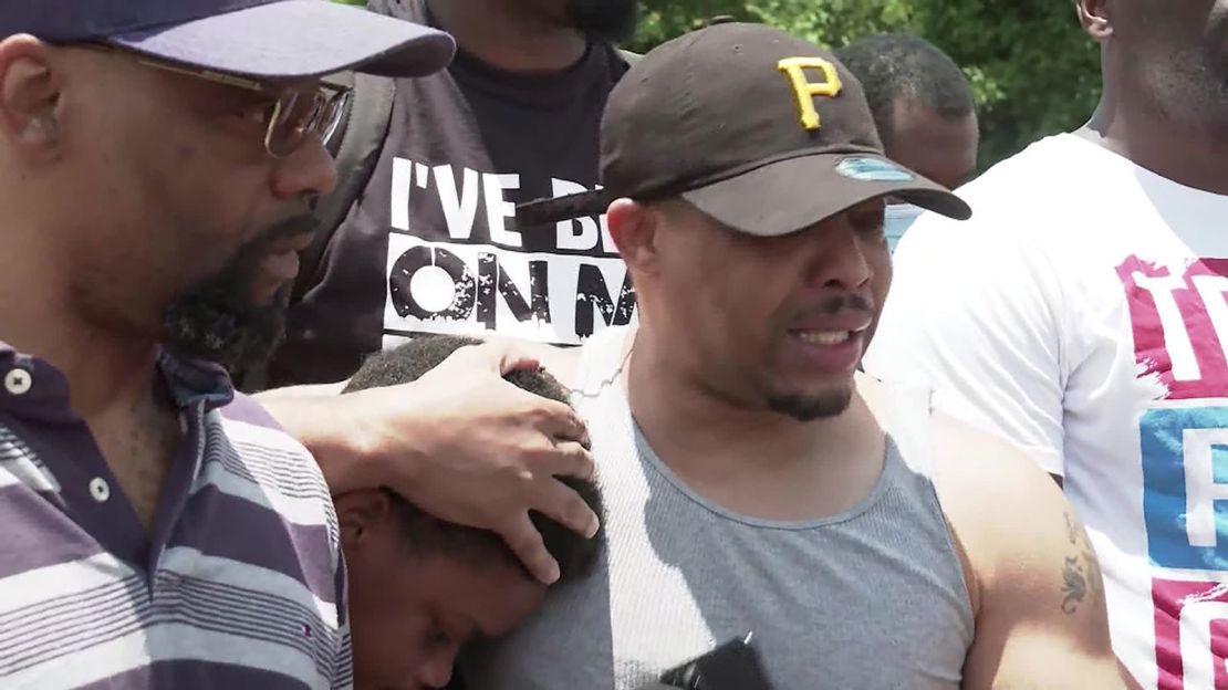 Decatur Redd, a cousin of Rayshard Brooks, speaks to the media in Atlanta, Georgia, on June 13.