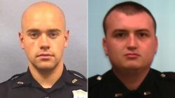 Officer Bronsan, right, has been placed on administrative duty and Officer Rolfe, left, has been terminated, according to a news release from the Atlanta Police Department. 
 
Devin Bronsan Hired 9/20/2018 and Garrett Rolfe Hired 10/24/2013, the release said.