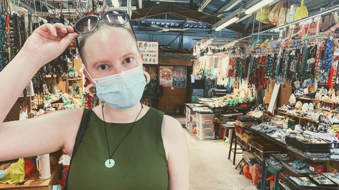 The author at the Jade Market in Kowloon, Hong Kong.