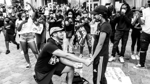 Xavier Young proposed to Marjorie Alston at a Black Lives Matter protest on May 30.