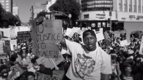 A screenshot from YG's "FTP" music video, which was shot at a Black Lives Matter protest. 