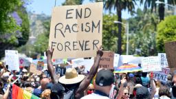 LOS ANGELES, CALIFORNIA - JUNE 14: Protest signs at the All Black Lives Matter Solidarity March on June 14, 2020 in Los Angeles, California. (Photo by Rodin Eckenroth/Getty Images)