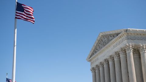 The US Supreme Court is seen in Washington, DC, on May 4, 2020, during the first day of oral arguments held by telephone, a first in the Court's history, as a result of COVID-19, known as coronavirus. 