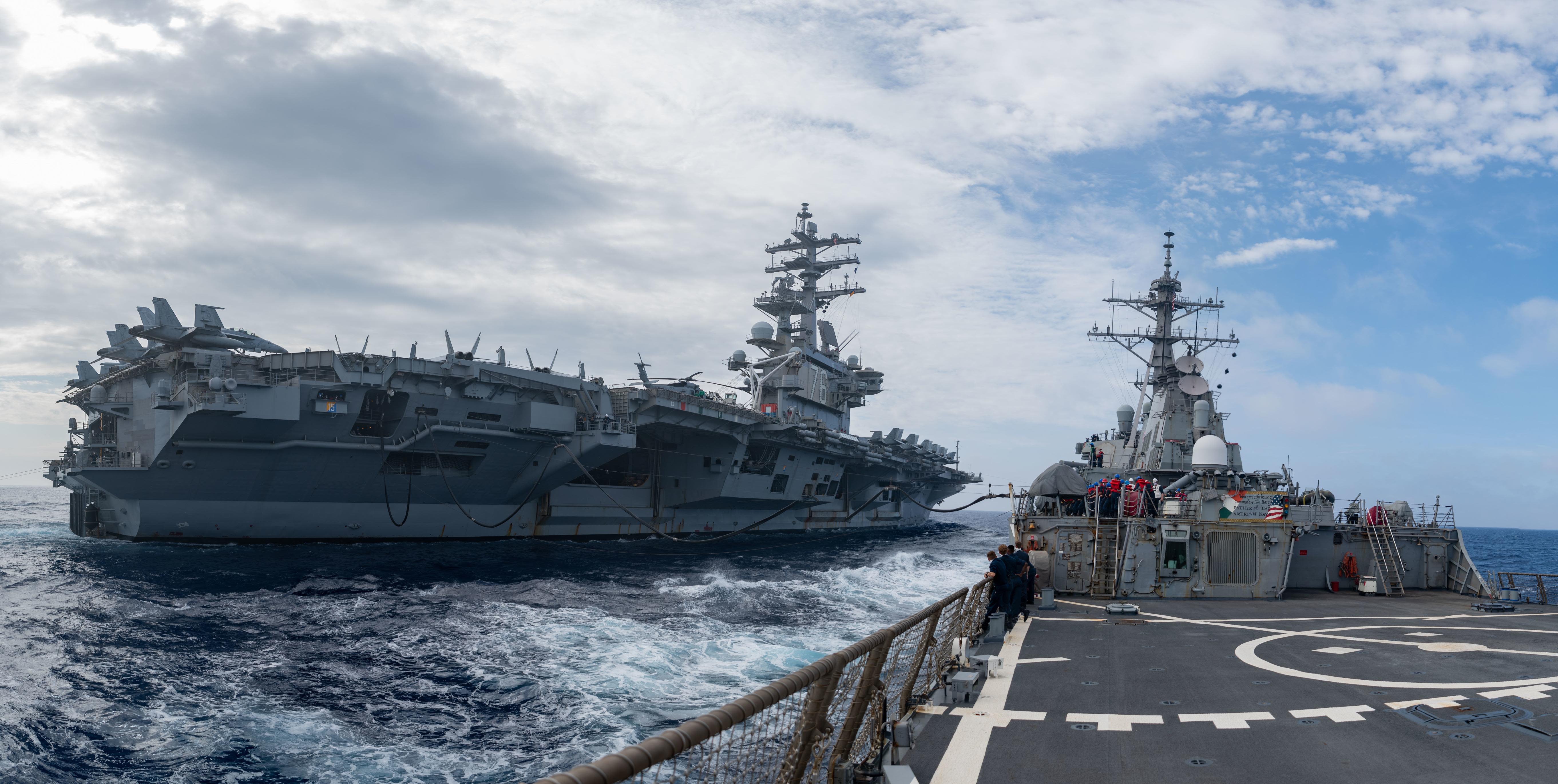 Three US Navy aircraft carriers are patrolling the Pacific Ocean