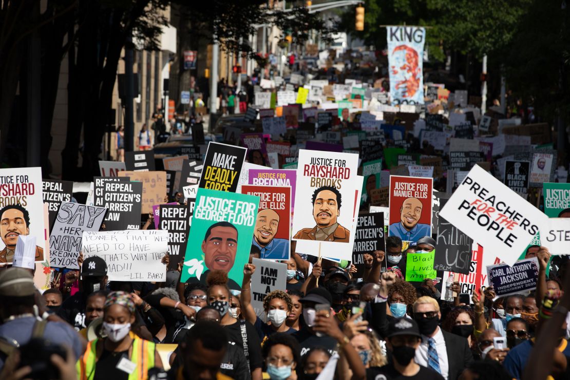 Protesters marched in Atlanta demanding an end to racial bias and police brutality.