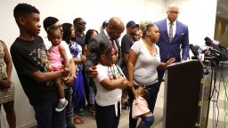 Tomika Miller, the wife of Rayshard Brooks, speaks in his memory with their children by her side saying the heartbroken family was determined that the tragedy of his death spark positive change during a press conference on Monday, June 15, 2020, in Atlanta. Brooks was killed by an APD officer on Friday. 