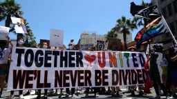Activists march during the All Black Lives Matter Solidarity March on June 14, 2020 in Los Angeles, California. 
