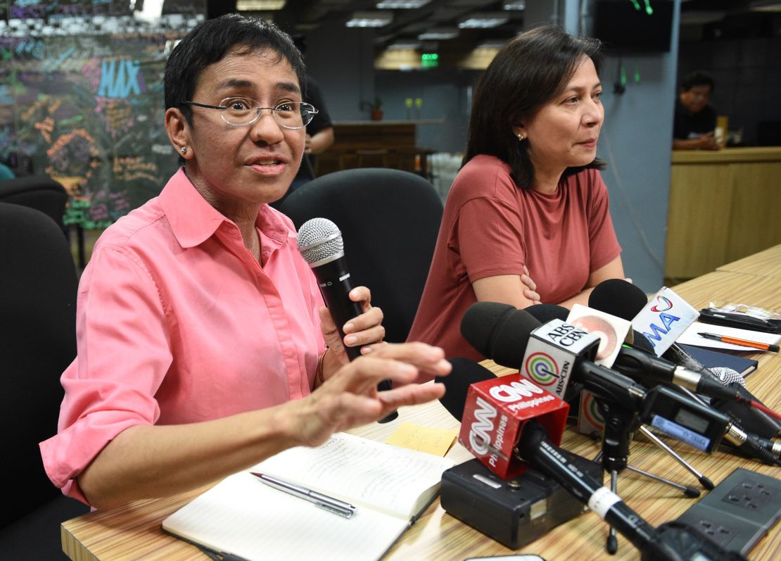 Maria Ressa during a press conference in Manila in 2018.
