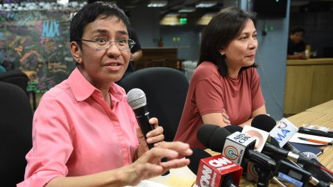 Maria Ressa during a press conference in Manila in 2018.